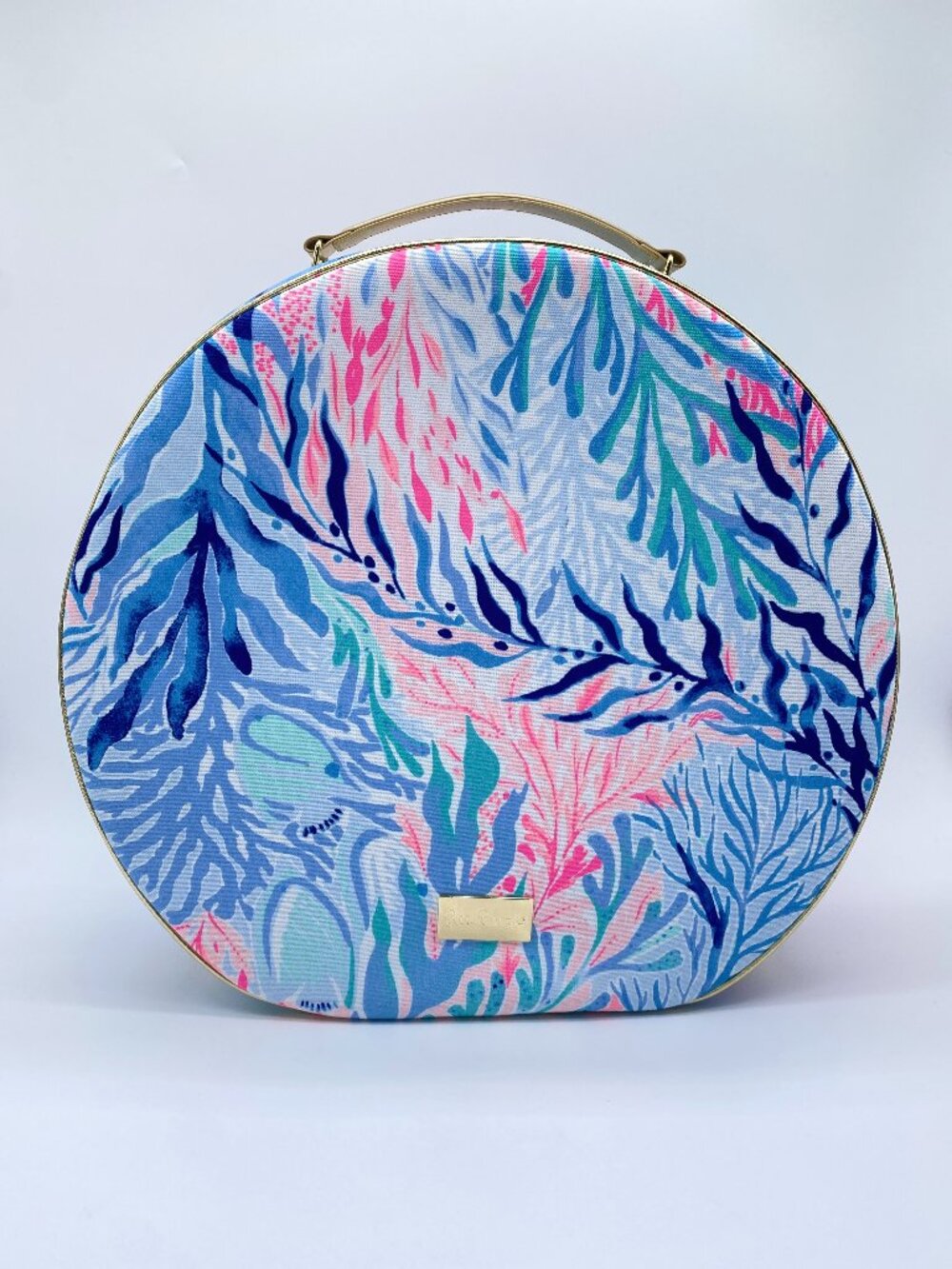 Lilly Pulitzer Round Carry-On Duffel Hat Box Bag Kaleidoscope Coral NWOT